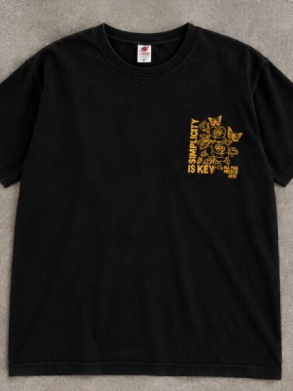 Fashion Nova Black Tee with Yellow Chest Graphic